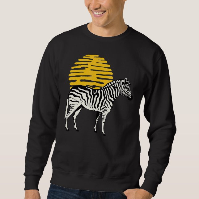 Zebra Graphic Cute Print Kärlek Nature Zebror Wild Lång Ärmad Tröja (Framsida)