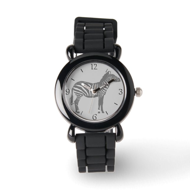 Zebra - Grått-/Grått-nyanser Armbandsur (Framsida)