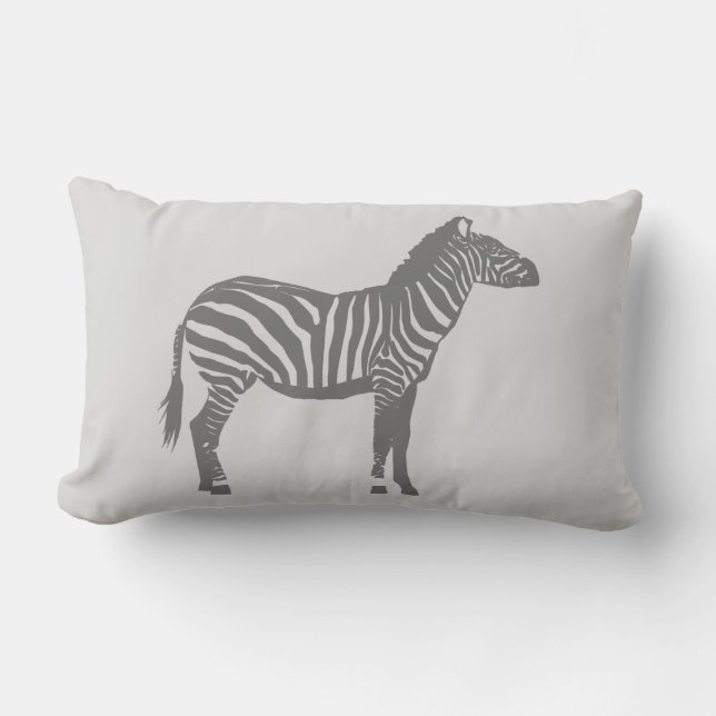 Zebra - Grått-/Grått-nyanser Lumbarkudde (Framsida)