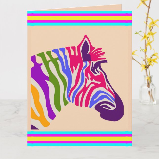 Zebra Greeting Card Kort (Gul blomma)
