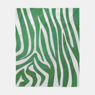 Zebra-Grönt och vit utskrift Fleecefilt