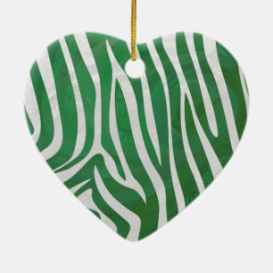 Zebra-Grönt och vit utskrift Julgransprydnad Keramik