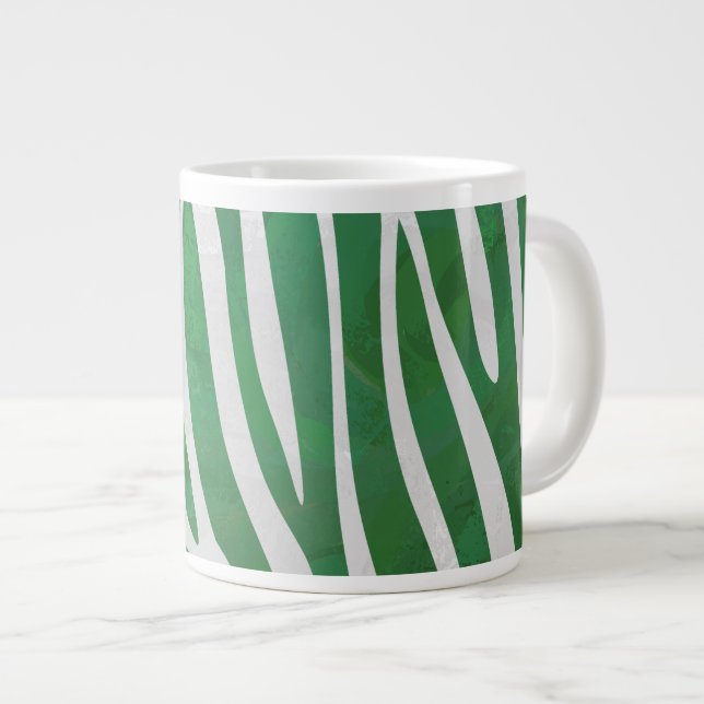 Zebra-Grönt och vit utskrift Jumbo Mugg (Framsida höger)