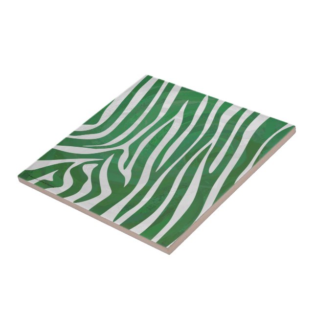 Zebra-Grönt och vit utskrift Kakelplatta (Sidan)