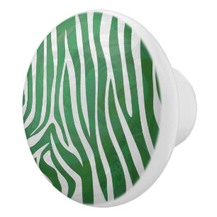 Zebra-Grönt och vit utskrift Knopp