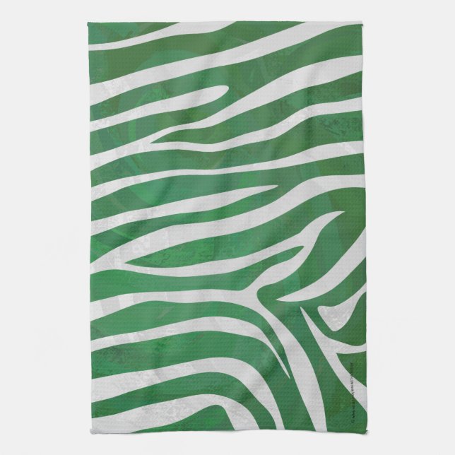 Zebra-Grönt och vit utskrift Kökshandduk (Vertikal)