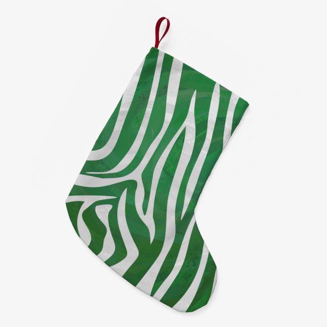 Zebra-Grönt och vit utskrift Liten Julstrumpa (Framsidan (Hängande))