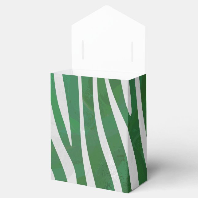 Zebra-Grönt och vit utskrift Presentaskar (Öppnad)