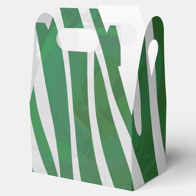 Zebra-Grönt och vit utskrift Presentaskar (Öppnad)