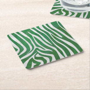 Zebra-Grönt och vit utskrift Underlägg Papper Kvadrat