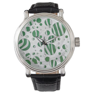 Zebra Grönt och White Polka Dot Armbandsur