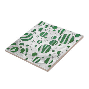 Zebra Grönt och White Polka Dot Kakelplatta