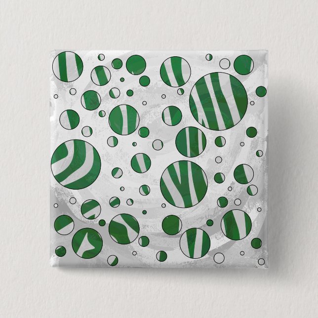 Zebra Grönt och White Polka Dot Knapp (Framsida)