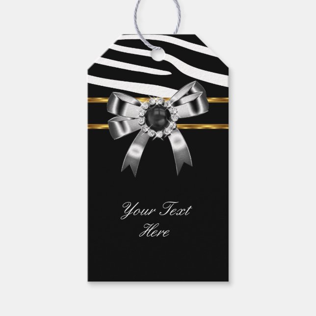 Zebra Guld Black White Pearl Presentetikett (Framsidan)