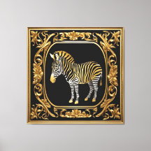 Zebra guld och svart prydnadsdjur ram
