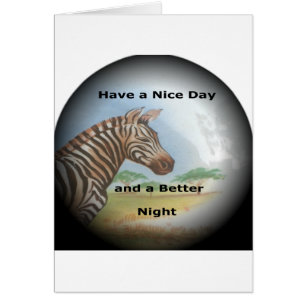 Zebra har en bra dag och en bättre natt. hälsningskort