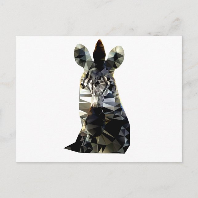 Zebra Head African Animal Low Poly Vykort (Framsida)