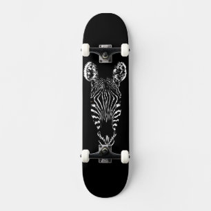 Zebra Head Black Skateboard Bräda 20 Cm