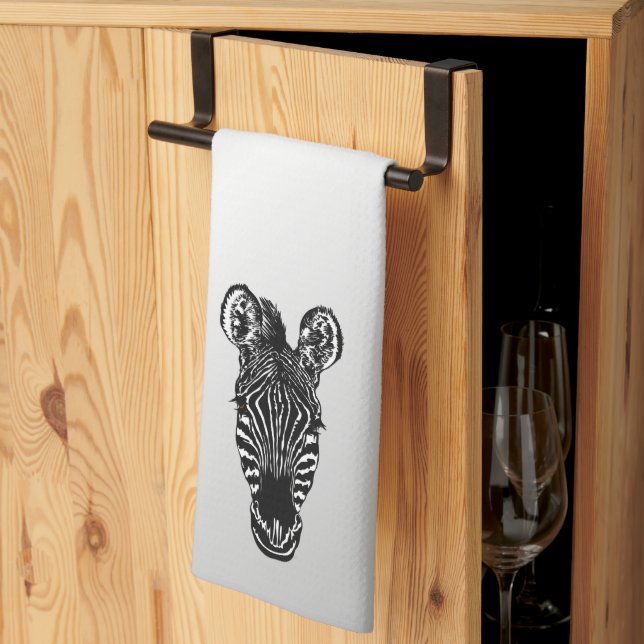 Zebra Head på Silver Kökshandduk (Thirds Fold)