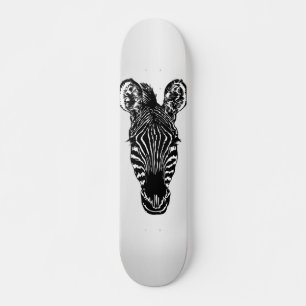 Zebra Head på Silver Mini Skateboard Bräda 18,5 Cm