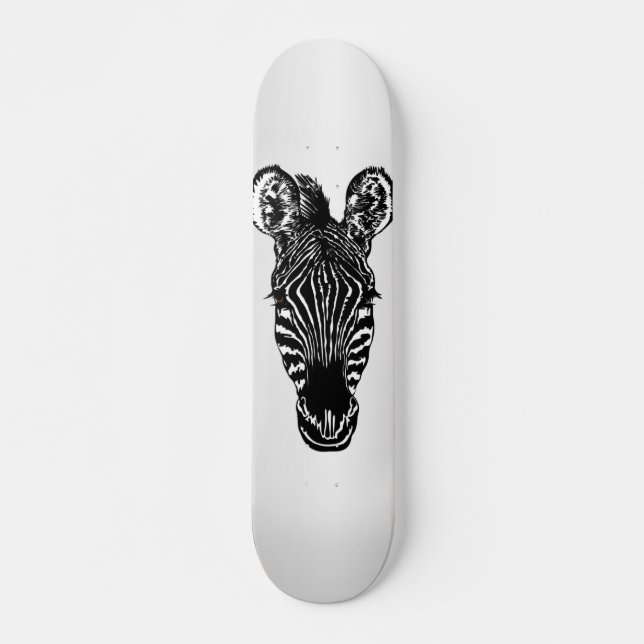 Zebra Head på Silver Mini Skateboard Bräda 18,5 Cm (Framsida)