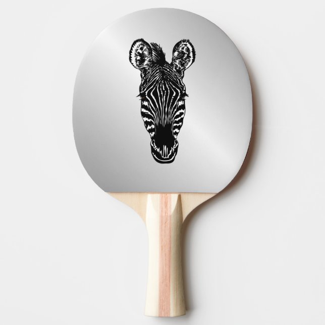 Zebra Head på Silver Pingisracket (Framsidan)