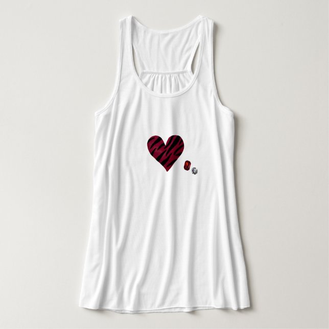 Zebra-heart Linne Med Racerback (Design framsida)