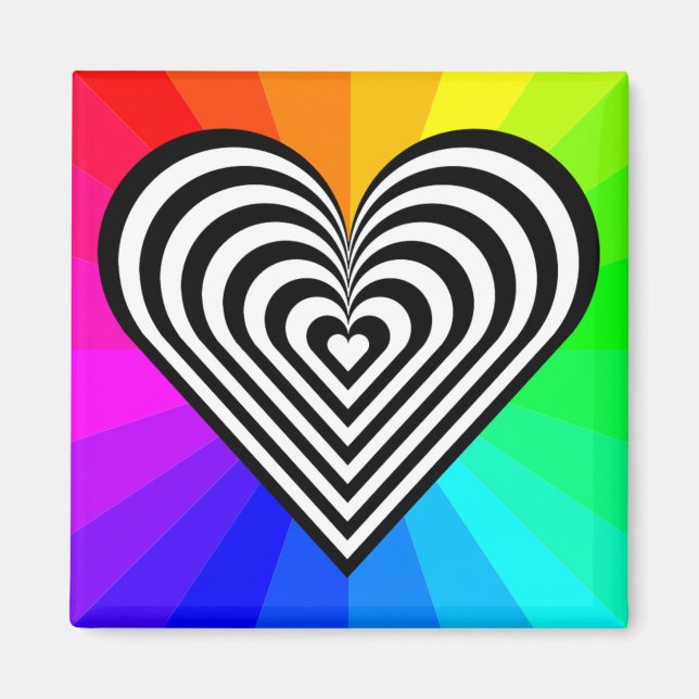 ZEBRA HEART RAINBOW MÖNSTER MAGNET (Framsidan)
