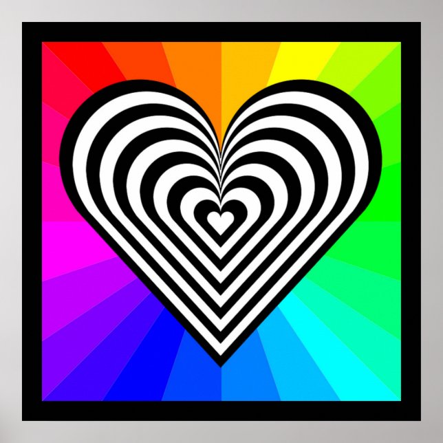 ZEBRA HEART RAINBOW MÖNSTER POSTER (Framsidan)