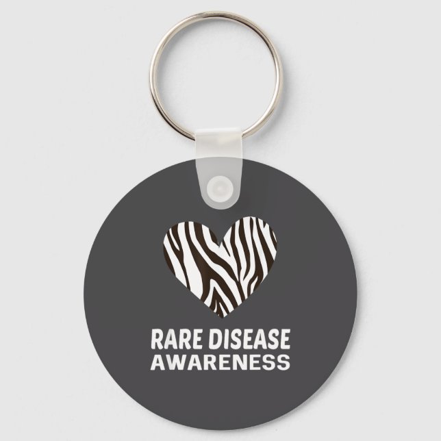 Zebra Heart Rare Disease Awareness Gift 2020  Nyckelring (Framsida)