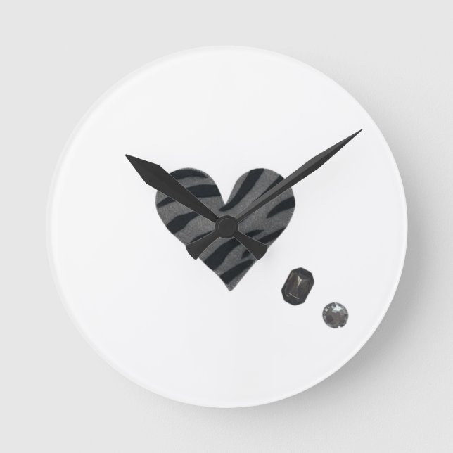 Zebra-heart Rund Klocka (Framsida)