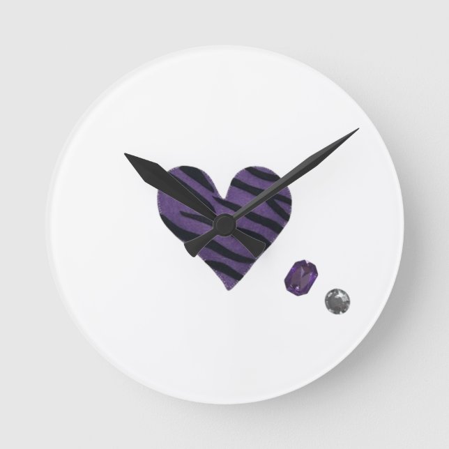 Zebra-heart Rund Klocka (Framsida)