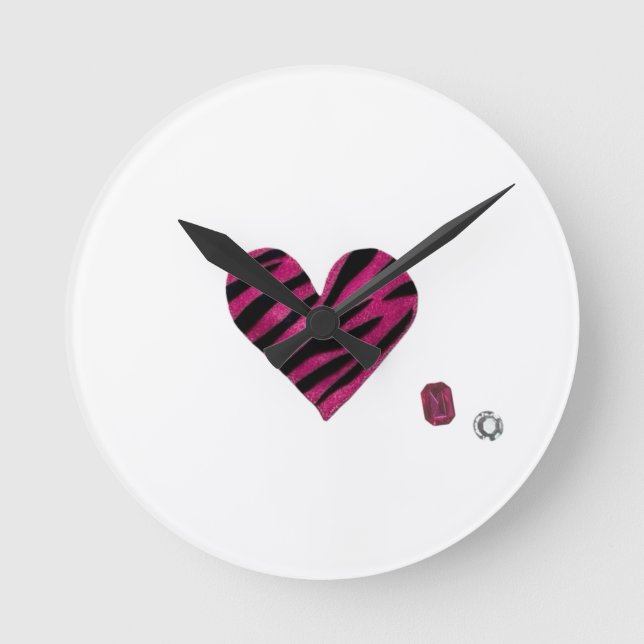 Zebra-heart Rund Klocka (Framsida)
