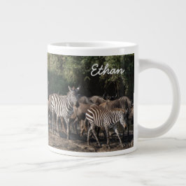Zebra Herd Personalize Namn Allvarligt Jumbo Mugg