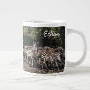 Zebra Herd Personalize Namn Allvarligt Jumbo Mugg