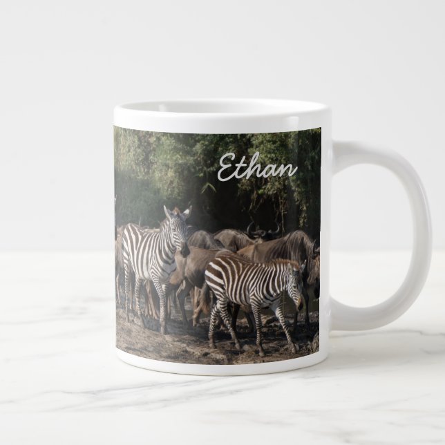 Zebra Herd Personalize Namn Allvarligt Jumbo Mugg (Höger)