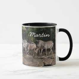Zebra Herd Personalize Namn Black Insida Gift Mugg