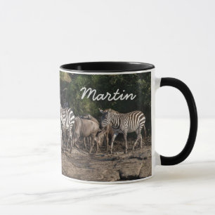 Zebra Herd Personalize Namn Black Insida Gift Mugg