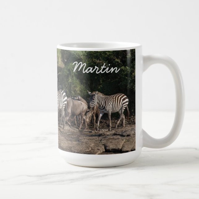 Zebra Herd Personalize Namn Gift Mugg (Höger)