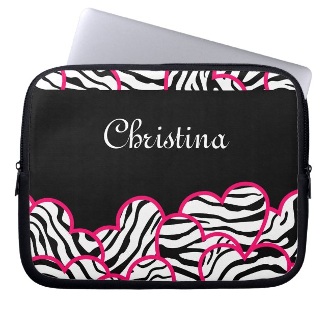 Zebra-hjärtan Laptop sleeve (Framsidan)