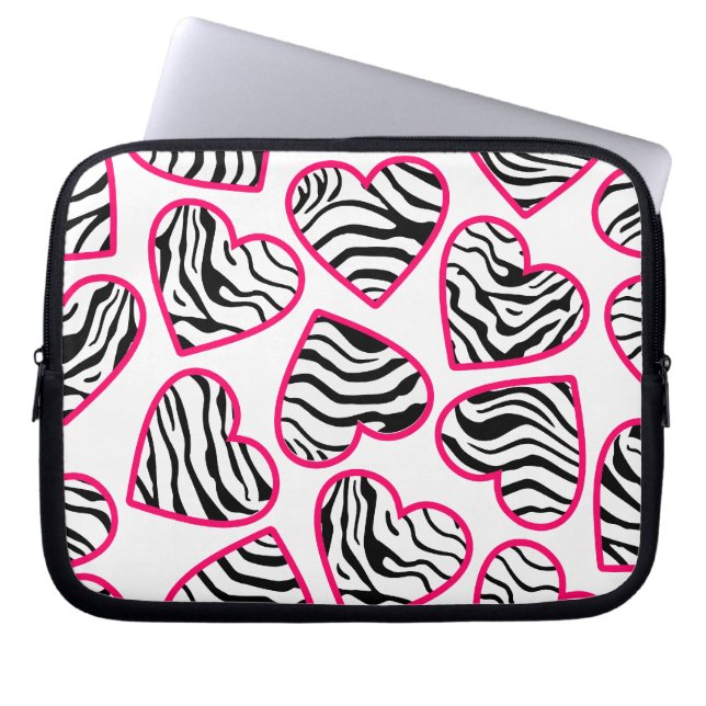 Zebra-hjärtan Laptop sleeve (Framsidan)