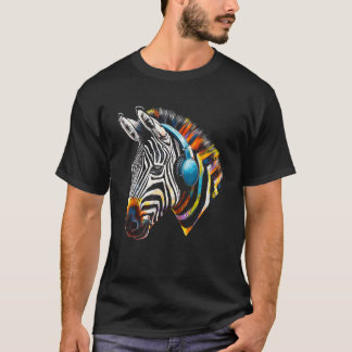 Zebra-hörlurar Artwork Music Animal Motif Zebra T Shirt