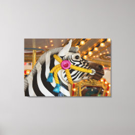Zebra Horse Merry-Go Round Carousel Ride Photo Canvastryck