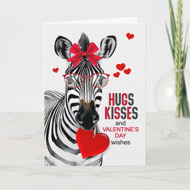 Zebra Hugs and Kisses Valentine's Day Helgkort (Framsida)
