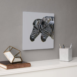 Zebra-huvuden Fyrkantig Klocka