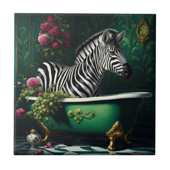 Zebra i Bathtub Kakelplatta (Framsidan)