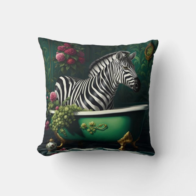 Zebra i Bathtub Kudde (Framsida)
