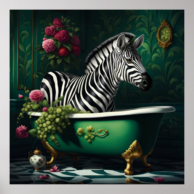 Zebra i Bathtub Poster (Framsidan)