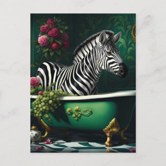 Zebra i Bathtub Vykort