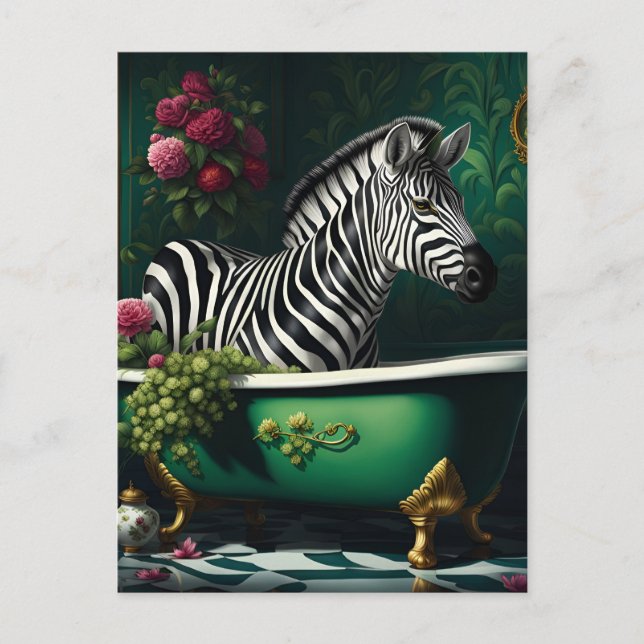 Zebra i Bathtub Vykort (Framsida)